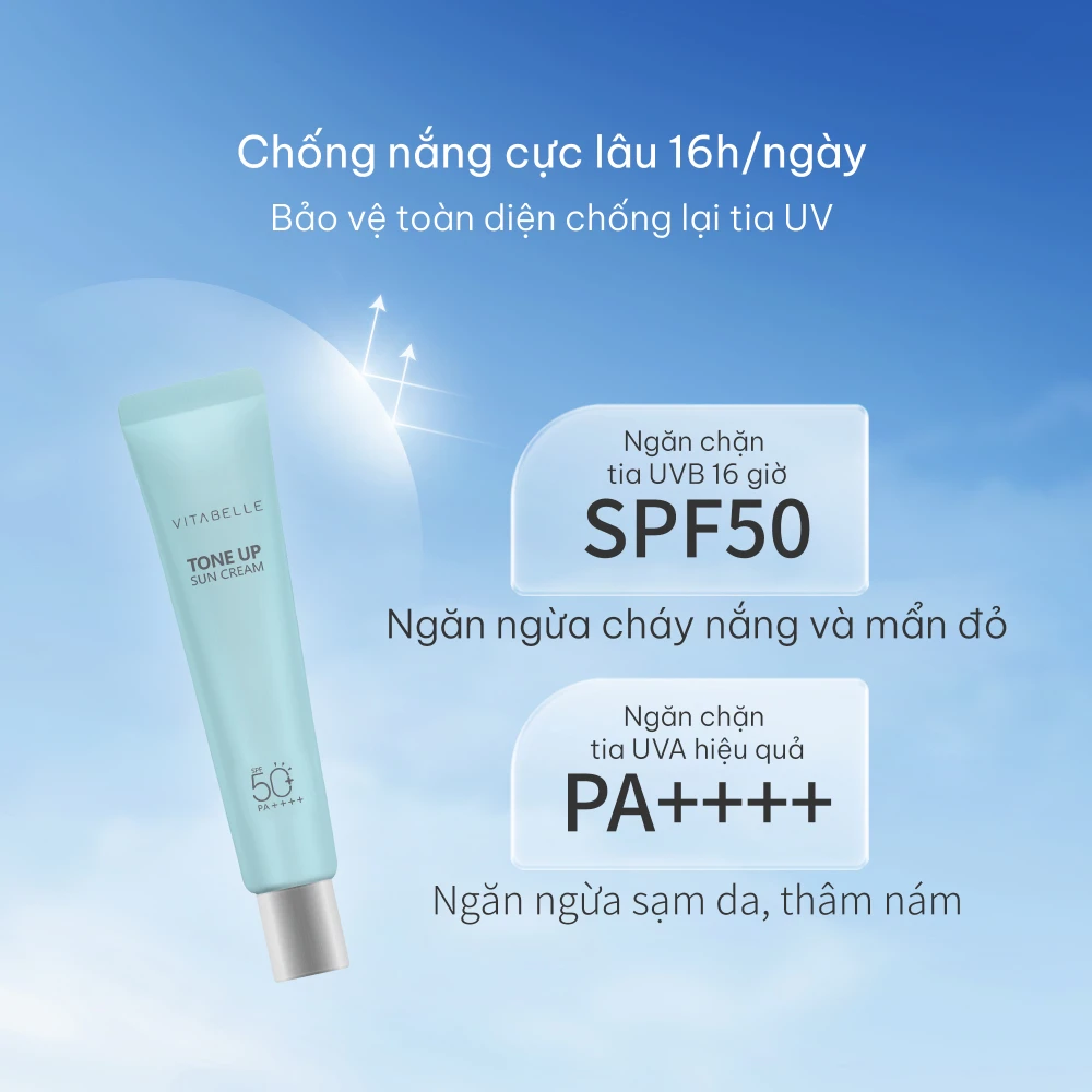 KEM CHỐNG NẮNG DƯỠNG DA VITABELLE Tone Up Sun Cream SPF50+ PA++++