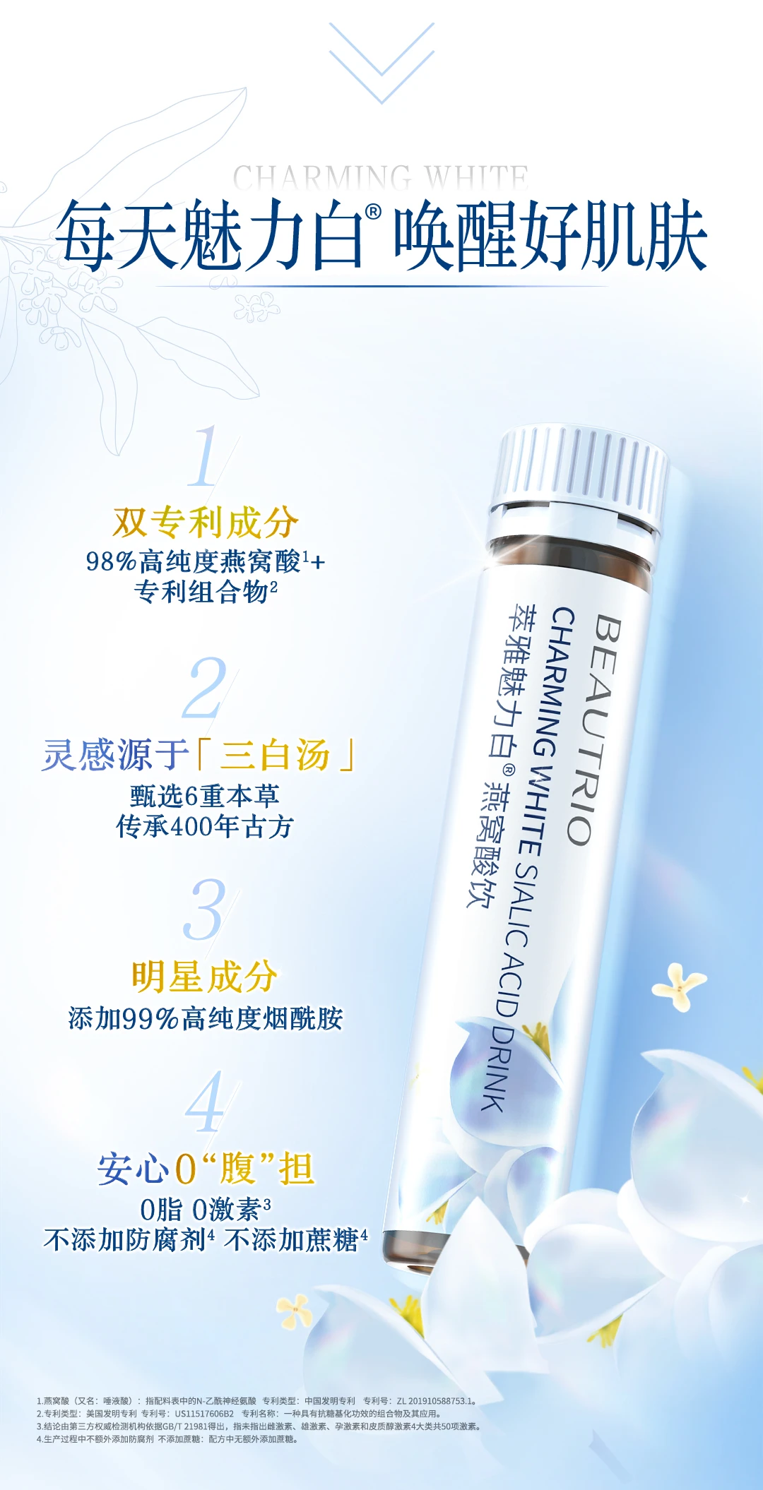 NƯỚC YẾN HỖ TRỢ LÀM TRẮNG BEAUTRIO CHARMING WHITE Sialic Acid Drink